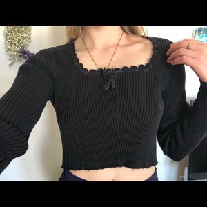 Long sleep ribbed crop top